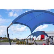 blue canopy w/ curved spreader bar